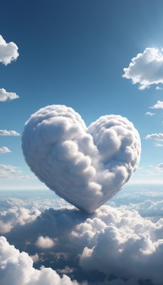 Heart shaped cloud in blue sky