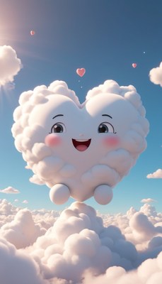 Happy heart cloud in sky