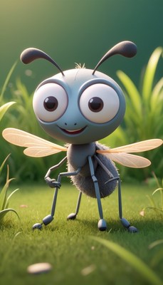 Cartoon fly in grass