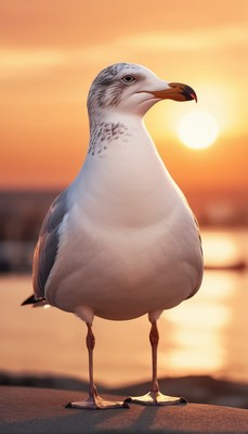 Seagull at sunset