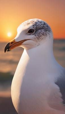 Seagull at sunset