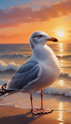 Seagull at sunset