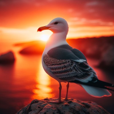 Seagull at sunset