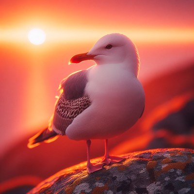 Seagull at sunset