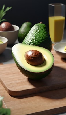 Ripe avocado on cutting board