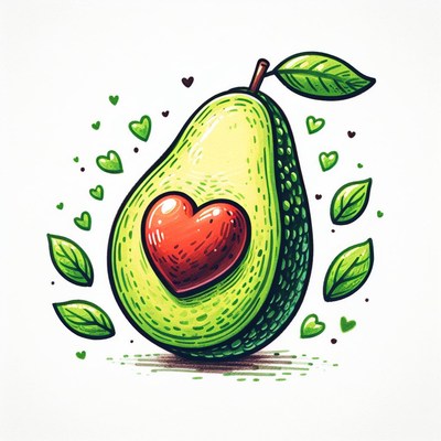 Avocado with heart illustration