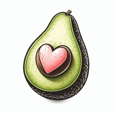 Avocado with heart illustration