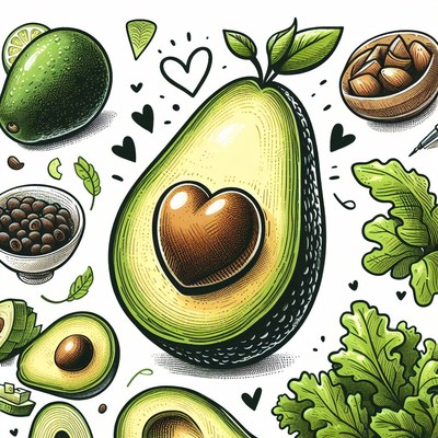 Avocado illustration with heart