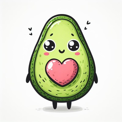 Cute avocado holding heart