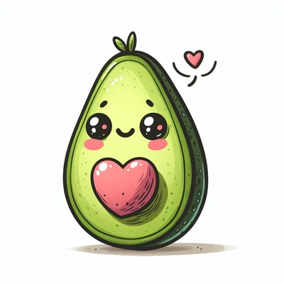 Cute avocado cartoon illustration