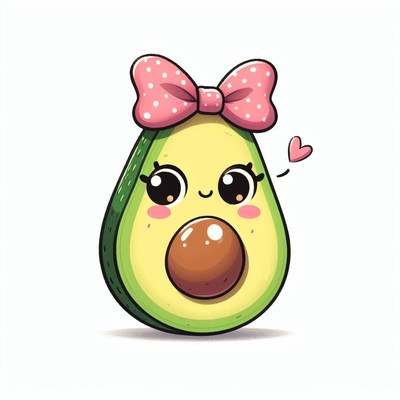 Cute avocado with bow