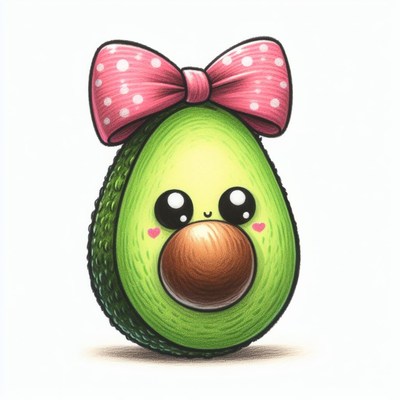 Cute avocado with pink bow