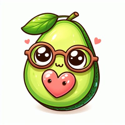 Cute avocado wearing glasses