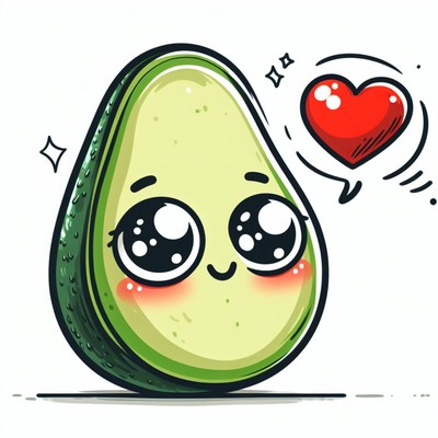 Cute avocado cartoon with heart