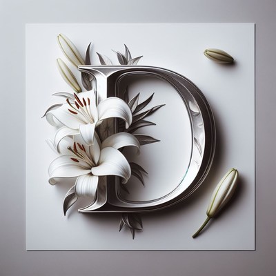 Silver letter d with lilies