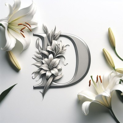 Papercut letter d with lilies