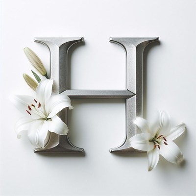 Silver letter h with lilies