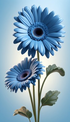 Blue gerbera daisies in bloom
