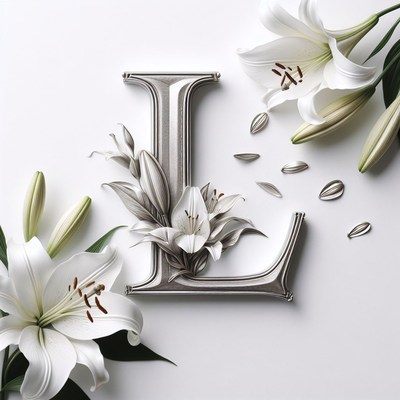 Silver letter l with lilies