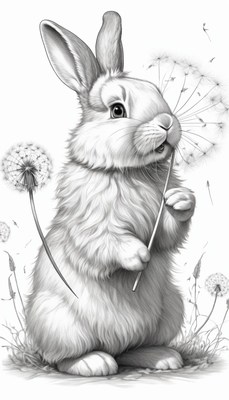 Rabbit with dandelion