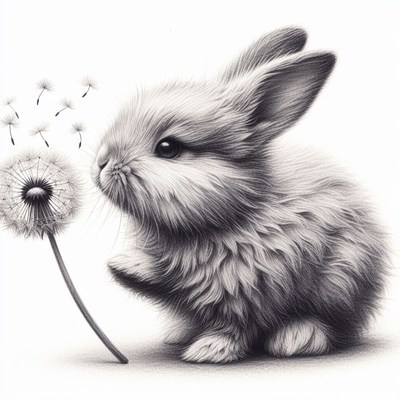 Bunny and dandelion