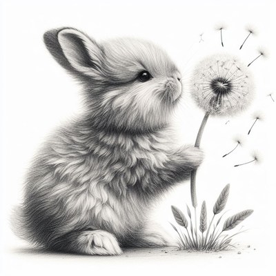 Bunny and dandelion