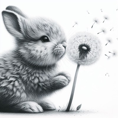 Rabbit and dandelion