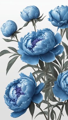Blue peonies in bloom