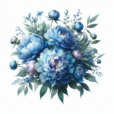 Blue peony bouquet