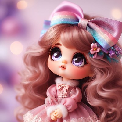 Doll with pink dress and bow