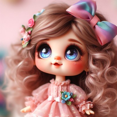 Doll with large blue eyes