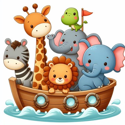 Animals on a boat