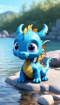 Blue dragon by the water