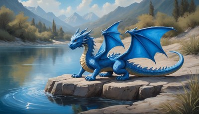 Blue dragon by the river