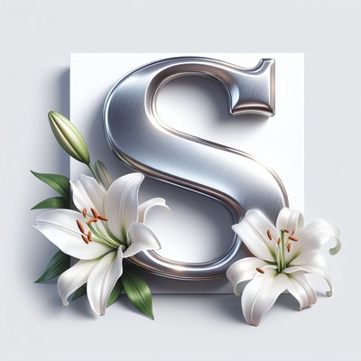 Silver letter s with lilies