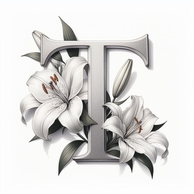 Floral letter t illustration