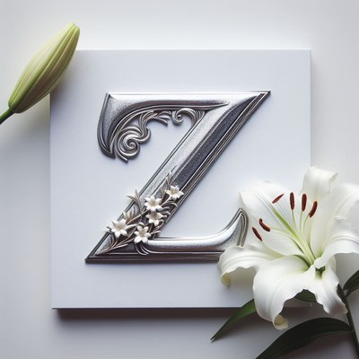 Silver letter z with flowers