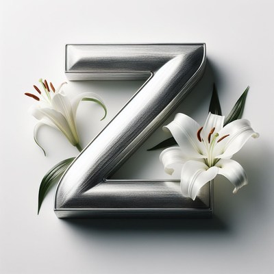 Metallic letter z with white lilies