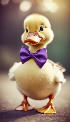Duckling with purple bowtie