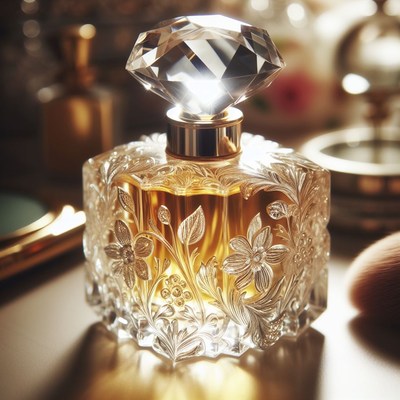 Ornate perfume bottle with floral design