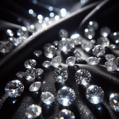 Diamonds scattered on black fabric