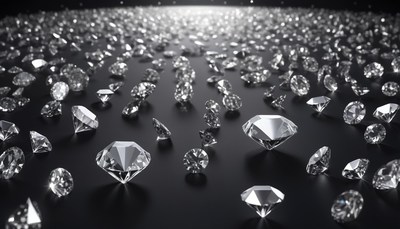Diamonds scattered on black surface