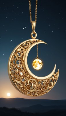 Ornate crescent moon necklace
