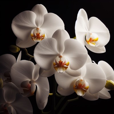 White orchid blooms
