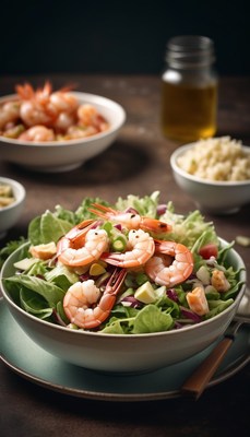 Shrimp salad with greens