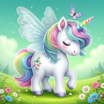 Rainbow unicorn with fairy wings