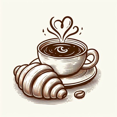 Coffee and croissant illustration