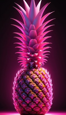 Pink pineapple under neon light