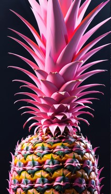 Pink pineapple on black background
