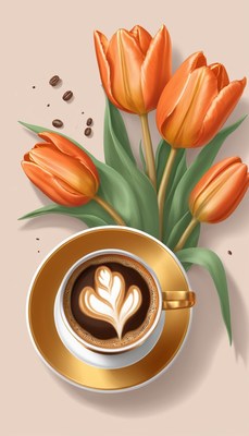 Coffee and tulips